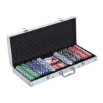 Mallette poker 500 jetons 2 jeux cartes 5 d�s aluminium - set complet pour soir�es poker555x22x65cm
