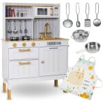 Cuisine enfant en bois 70 * 30 * 99, 5 mamabrum - cuisine volutive sur pieds, dinette ustensiles tablier ...