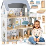 Maison de poupée en bois de pin mamabrum 3 étage terrasse avec figurines & meubles mobiles peinture écologique ... Maison de poupée en bois de pin mamabrum 3 étage terrasse avec figurines & meubles mobiles peinture écologique ...
