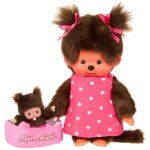 Maman & bebi avec sac de transport 20 cm poup�e monchhichi kiki