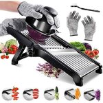 Mandoline - mandoline de cuisine - tranches 1 - 9 mm - r�pe 45 / 9 mm - avec prot�ge - main et gants ...