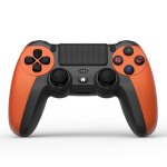 Manette de jeu sans fil for ps4 / ps3 / pc / mobile - vibration bluetooth prise casque orange