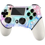 Manette sans fil pour ps4 - ediliq - oled - fissures blanches - lampe rgb - batterie 1000mah - prise ...