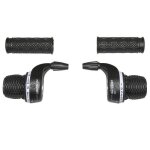 Manette v�lo vtt avec paire de rev�tement - poign�e tournante p2r indexe type gripshift 7 v - noir - ...