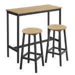 Mange - debout table de bar avec 2 tabourets - design moderne et compact coloris sonoma et noir 100 x ...
