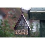Mangeoire  oiseaux - maison - rouge / noir - mtal - extrieur - petit oiseau