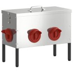 Mangeoire pour poules - vidaxl - argent - acier galvanis� - 415x205x33 cm - capacit� 15 kg - r�sistant ...