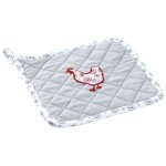 Manique en coton et lin - aubry gaspard - 20x20cm - poule fleur - gris