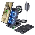 Mankiw - chargeur sans fil 3 - en - 1 pour samsung s25 - s20?z fold 5 / 4 / 3?station de recharge pliable ...