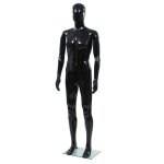 Mannequin homme corps complet base verre - uu - noir brillant 185 cm e167