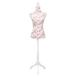 Mannequin prsentation - buste de couture de femme en coton blanc motifs  rosiers neuf - bm 1528279