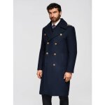 Manteau avec ajout de laine et applications d�coratives sur les �paules - ombre - pour homme - bleu marine ...