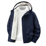 Manteau cargo homme �paissis avec de la polaire a capuche - bleu