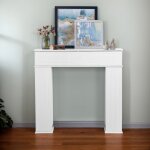 Manteau de chemine decorative avec portes cadre de chemine decorative bois blanc 107x18x100 cm pour ...