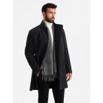 Manteau � col haut et fermeture asym�trique - ombre - pour homme - noir