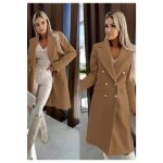 Manteau croisé a boutons dorés marron femme Manteau croisé a boutons dorés marron femme
