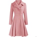 Manteau crois  revers pour femme vitata - caban trapze - trench - coat vintage automne / hiver - rose ...