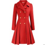 Manteau crois  revers pour femme vitata - caban trapze - trench - coat vintage automne - hiver - rouge ...