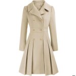 Manteau crois  revers pour femme vitata - caban trapze - trench vintage automne / hiver - blanc cass ...