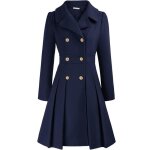 Manteau crois  revers pour femme vitata - caban trapze - trench vintage automne / hiver - bleu fonc ...