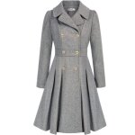 Manteau crois  revers pour femme vitata - caban trapze - trench vintage automne / hiver - gris clair ...