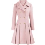 Manteau crois  revers pour femme vitata - caban trapze - trench vintage automne / hiver rose clair ...