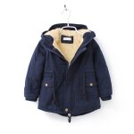 Manteau enfant hiver avec capuche doubl polaire veste chaude en coton couleur unie confortable pour ...