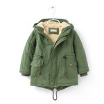 Manteau enfant hiver avec capuche doubl polaire veste chaude en coton couleur unie confortable pour ...