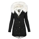 Manteau femme a capuche parka femme manches longues doublure polaire chic slim mi - longue chaude dhiver ...