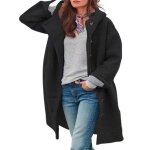 Manteau femmemanteau slim dautomne et dhiver  capuchemanteau mi - long chaud  boutons pour femmes vintage ...
