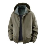 Manteau homme capuche amovible automne hiver chaude - kaki