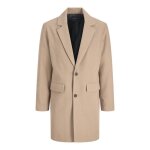Manteau homme jack & jones harris sn beige - mi - long genou col �vas� fermeture � boutons doublure recycl�e ...
