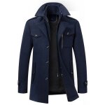 Manteau homme en laine chaud court epais slim fit business hiver trench - coat avec un col accessoire ...