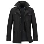 Manteau homme en laine chaud court epais slim fit business hiver trench - coat avec un col accessoire ...