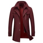 Manteau homme en laine chaud court epais slim fit business hiver trench - coat avec un col accessoire ...