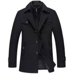 Manteau homme en laine chaud court epais slim fit business hiver trench - coat avec un col accessoire ...