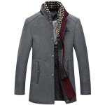Manteau homme en laine chaud court epais slim fit business hiver trench - coat avec un col accessoire ...