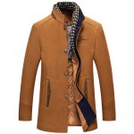 Manteau homme en laine chaud court epais slim fit business hiver trench - coat avec un col accessoire ...