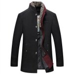 Manteau homme en laine chaud court epais slim fit business hiver trench - coat avec un col accessoire ...
