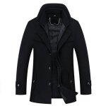 Manteau homme en laine chaud court epais slim fit business hiver trench - coat avec un col accessoire ...