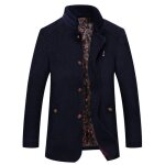 Manteau homme en laine chaud court epais slim fit business hiver trench - coat xh716 bleu