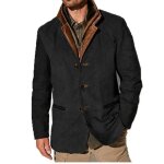 Manteau hommemanteau homme coupe classique col reverscasual manteau dhiver homme bouton fourr�e chaud ...