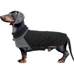 Manteau imperm�able pour teckel - vetobiol - col haut - trou pour harnais - doublure matelass�e - lavage ...