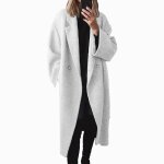 Manteau long femme vitata - manteau tendance à revers amples pour lautomne / hiver - blanc cassé Manteau long femme vitata - manteau tendance à revers amples pour lautomne / hiver - blanc cassé