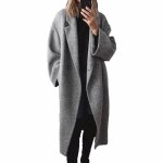Manteau long femme vitata - manteau tendance  revers amples pour lautomne / hiver - gris