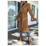 Manteau long marron femme