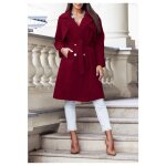 Manteau mi long bordeaux femme