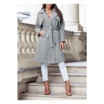 Manteau mi long gris femme