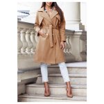 Manteau mi long marron femme