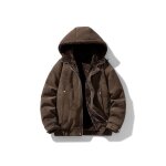 Manteau rversible homme a capuche chaude retro - marron